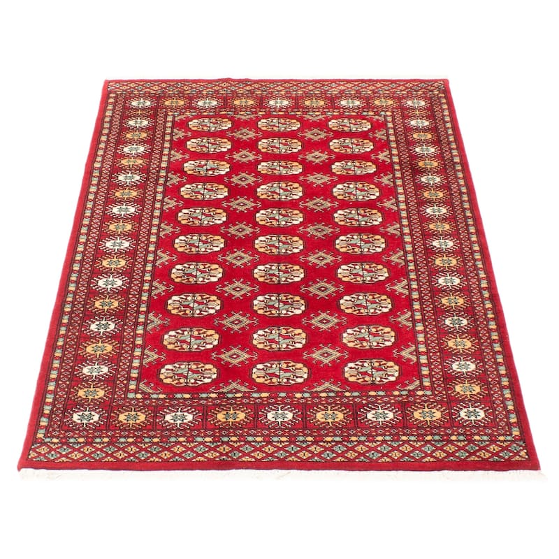ECARPETGALLERY Hand-knotted Peshawar Bokhara Red Wool Rug - 4'0 x 6'3