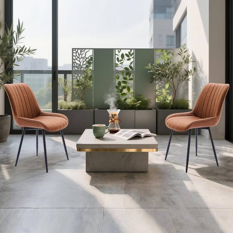 Set of 2 Modern Upholstered Faux Leather Dining Chairs for Kitchen, Dining Room