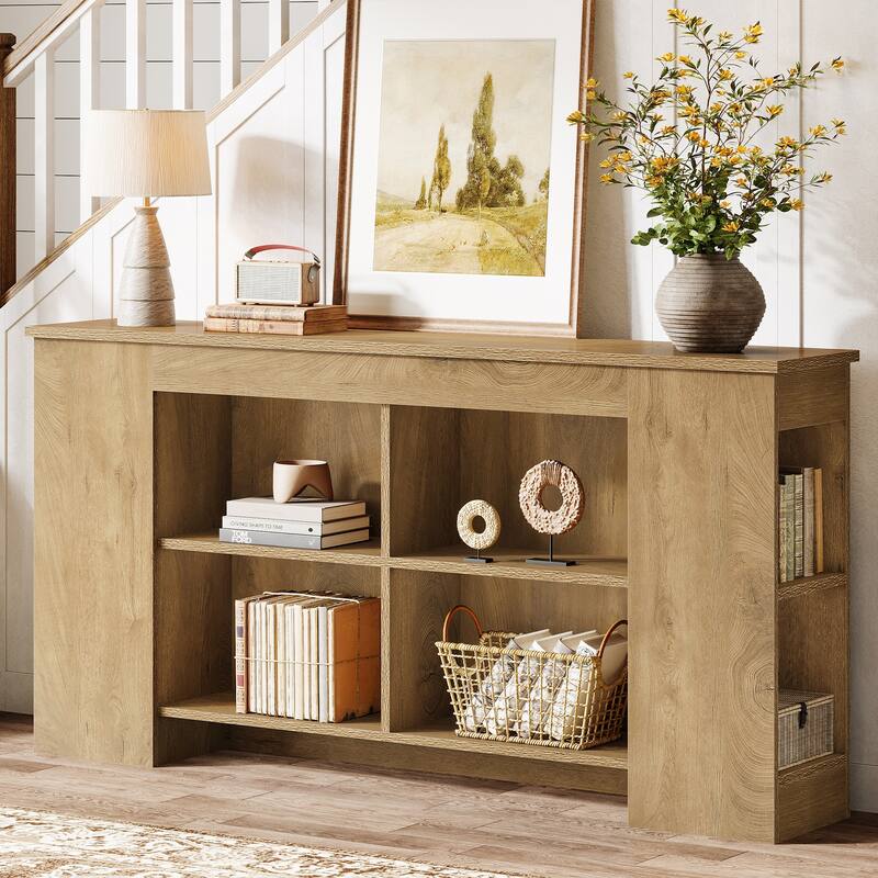 63" Console Table with Storage, Heavy Duty Wooden Entryway Sofa Table