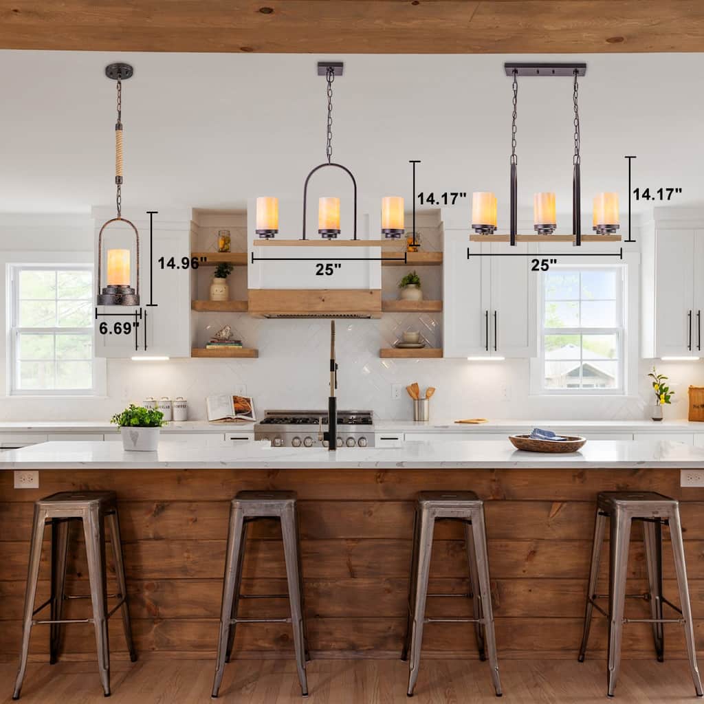 Retro Industrial Iron Pendant with Alabaster Candle Shade