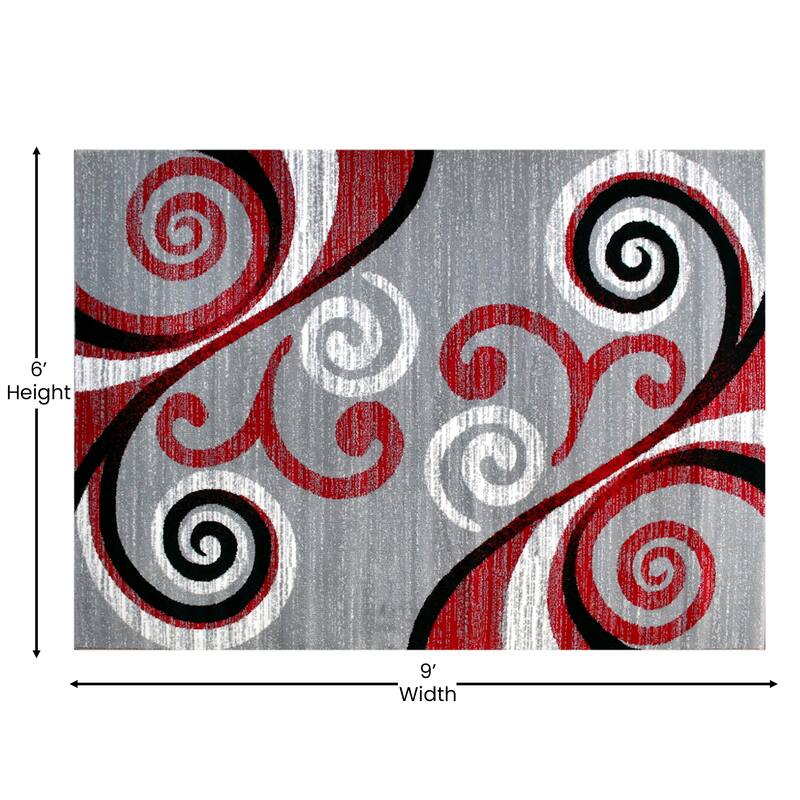 Modern Distressed Swirl Abstract Style Indoor Area Rug