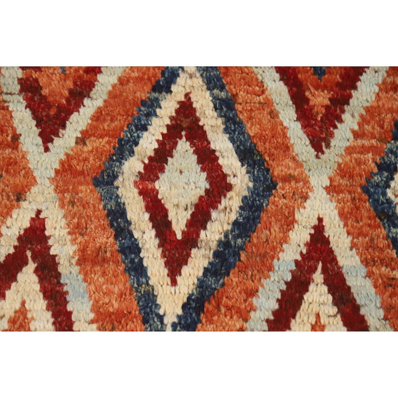 Moroccan Oriental Area Rug Hand-Knotted Orange Wool Carpet - 8'4" x 10'0"