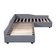 preview thumbnail 38 of 40, 3-in-1 Daybed L-shape Corner Sofa Bed with Pull-out Drawer and Trundle Bed, Linen Upholstered Bed Twin Size Sleeper Couch Bed