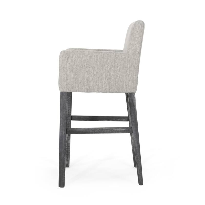 Roomfitters Upholstered 30.5 Inch Counter Stools with Armrests and H-Frame Base, Light Gray