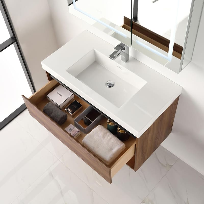Blossom Bergen Wall Mounted Floating Bathroom Vanity with Sink