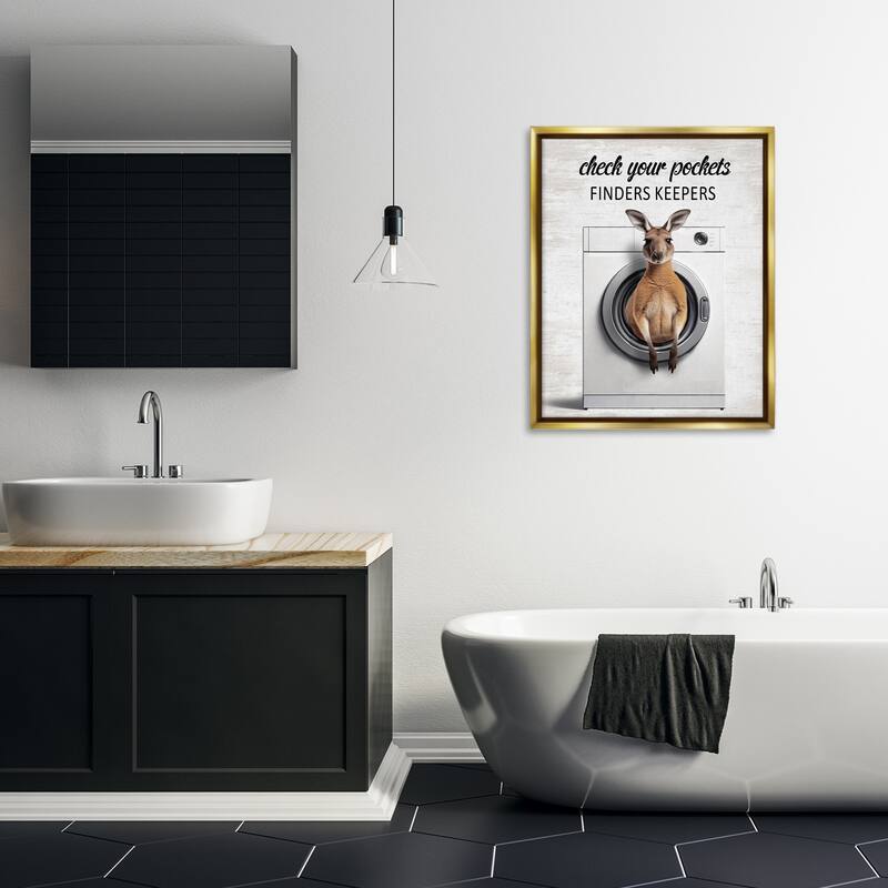 Stupell Finders Keepers Laundry Rule Framed Floater Canvas Wall Art Design By Lettered and Lined