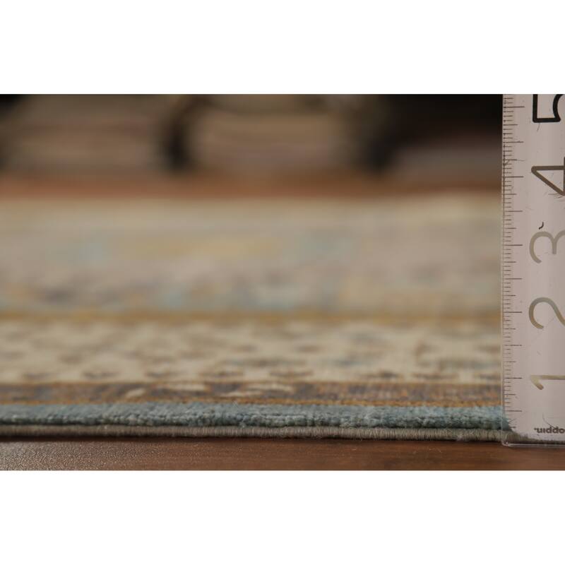 Hand Knotted Oriental 100% Wool Carpet Traditional Geometric Navy Blue & Blues Kazak Area Rug - 9' 9'' X 6' 7''