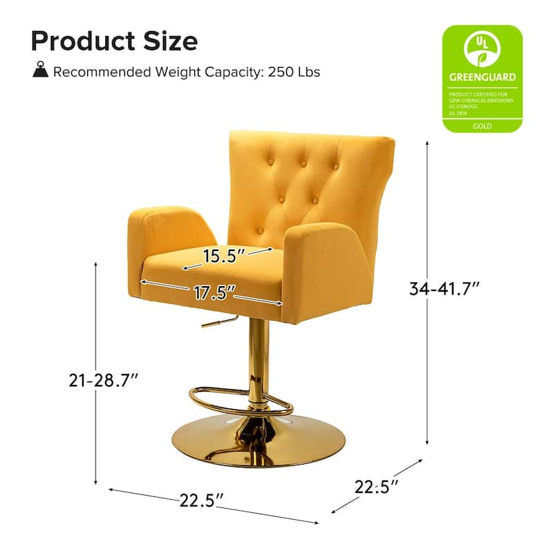 Loreto Modern Tufted Velvet Swivel chair with Adjustable Height Set of 2 by HULALA HOME