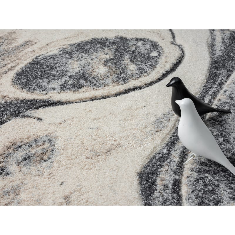 Fresco Collection Beige/Grey Abstract Area Rug