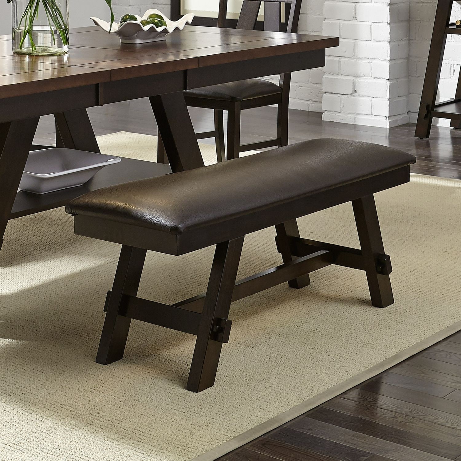 Liberty Furniture Lawson Upholstered Dining Bench Oak Wood - W48 x D16 x H20