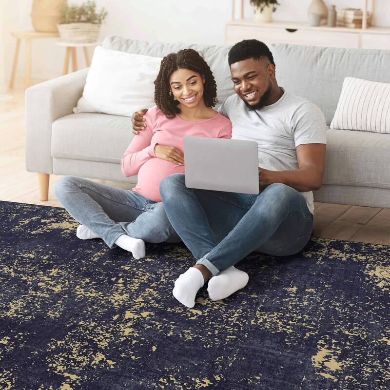 4x6 Area Rugs Machine Washable Rugs Living Room Rugs for Bedroom Laundry Room Kitchen Non Slip Carpet Abstract Soft - 6' x 7'