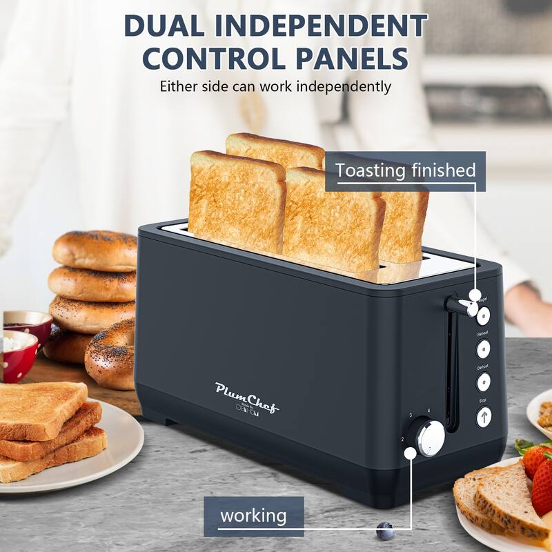 Anmytek 4-Slice Toaster Kitchen Essential - Extra Wide Long Slot with Warming Rack 1500W