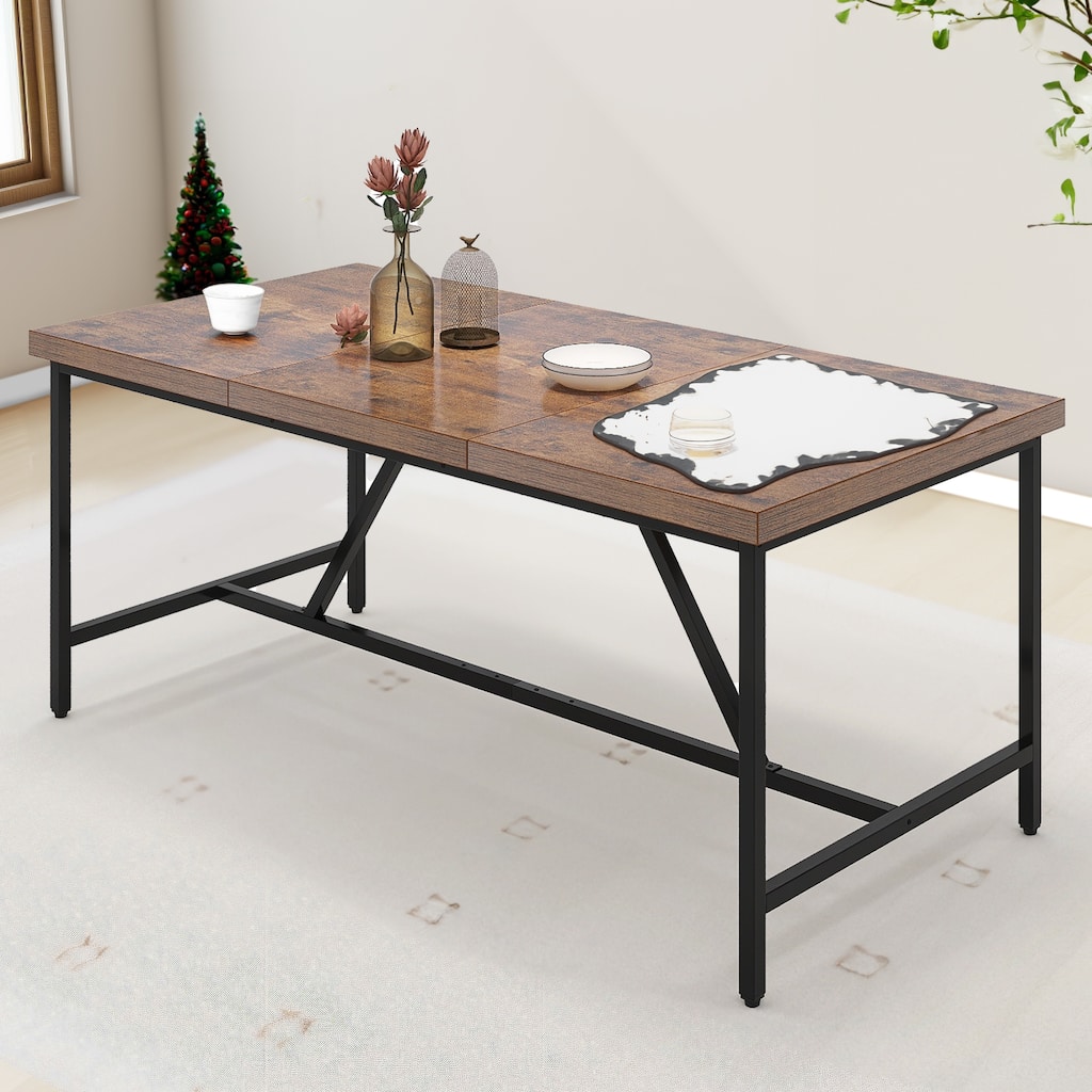 Moasis 70" Large Rustic Dining Room Table Seat up to 8 People for Dining Room