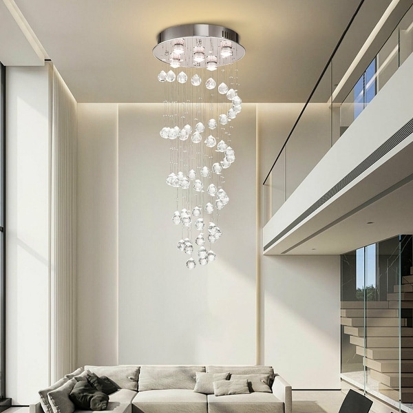 5Light Floating Glass LED Chandelier Chrome 39in On Sale Bed Bath Beyond 36048888