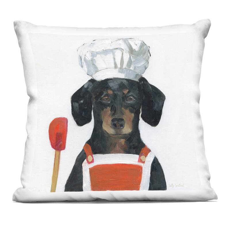 Stupell Kitchen Chef Dog Decorative Printed Throw Pillow Design by Sally Swatland - Accent - Polyester - Red - Single