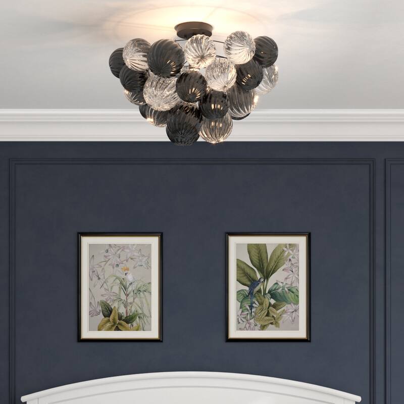 Eroile 1-light Modern Dimmable Glass Flush Mount Ceiling Lighting