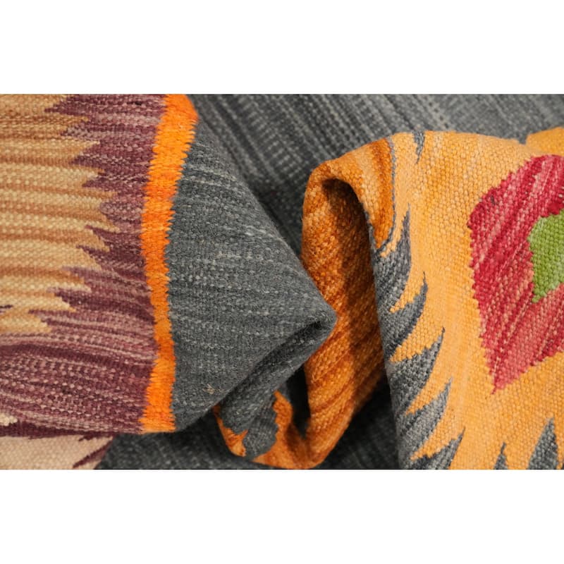 Hand Woven Oriental 100% Wool Carpet Southwestern Tribal Multi-Colored Kilim Area Rug - 12' 11'' X 10' 2''