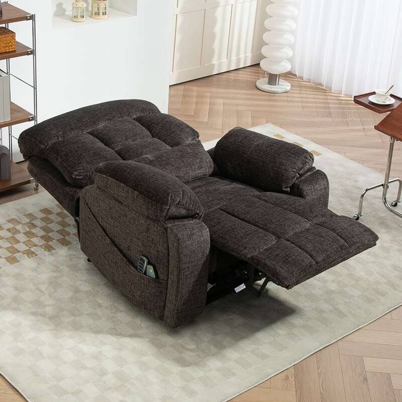 Upgraded Flagship 4-Motor Independent Control Oversized 180° Lay Flat Chenille Power Lift Recliner Chair