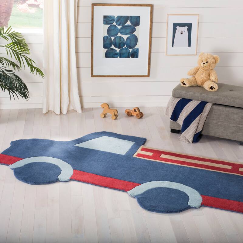 Martha Stewart by SAFAVIEH Truck Wool Rug - 3' 9" x 7' - Blue