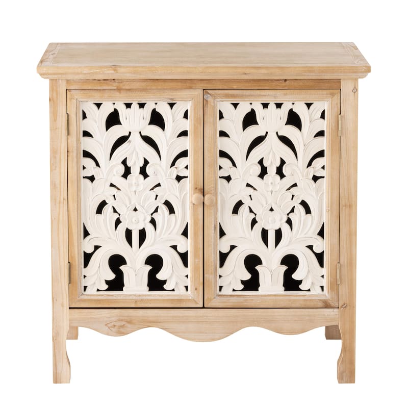 COZAYH French Country Storage Cabinet, Classic Carved Openwork Cupboard, Perfect for Living Room, Kitchen, Hallway