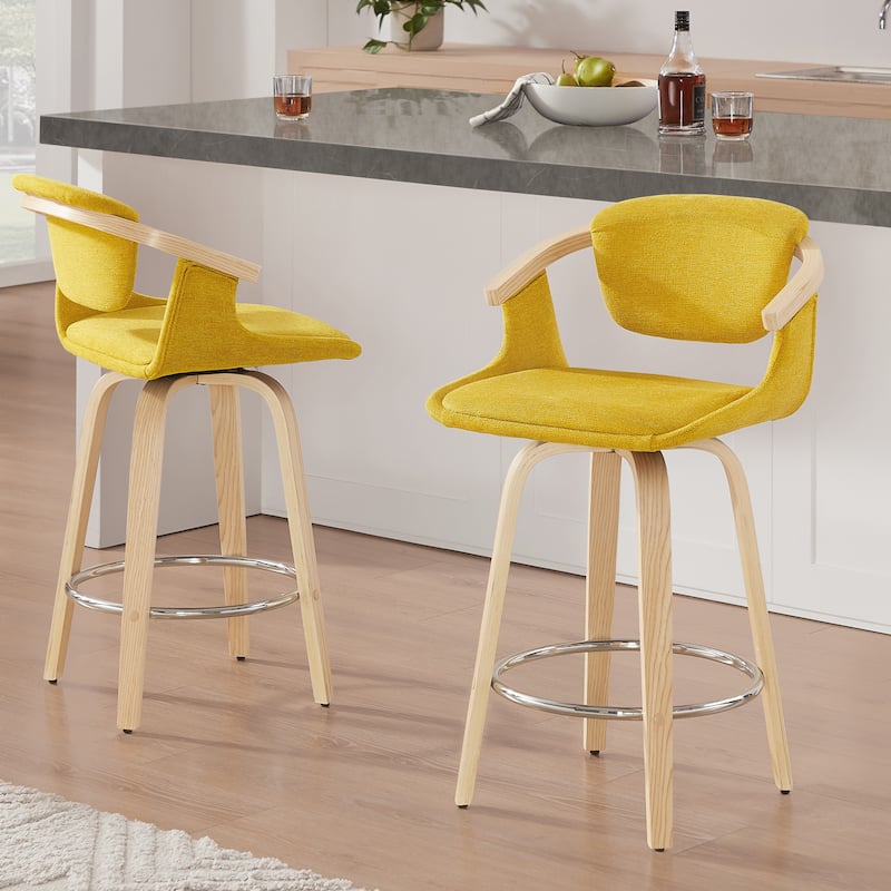 Art Leon Set of 2 Comfortable Fabric Upholstered Counter Stool, Barstool