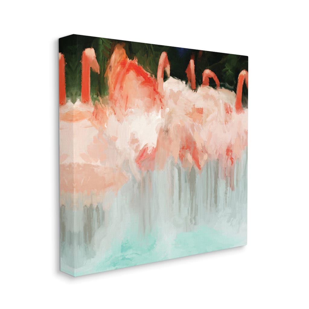 Stupell Abstract Flamingo Group Contemporary Pink Birds Canvas Wall Art