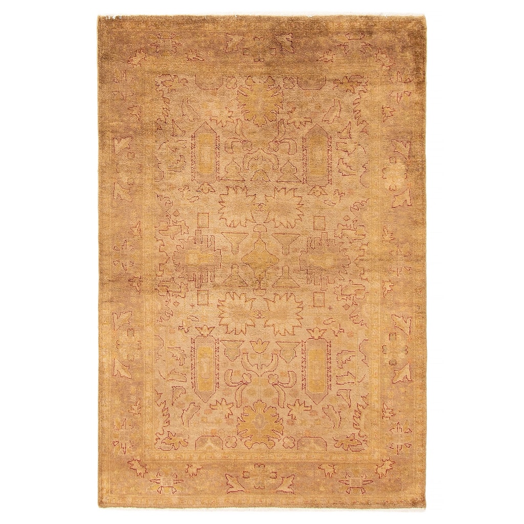 ECARPETGALLERY Hand-knotted Vibrance Brown Wool Rug - 4'0 x 6'0