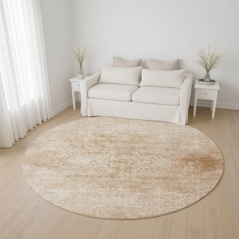Premium Washable Super Soft Vintage Traditional Mayfield Rug - Coral - 8' x 8'