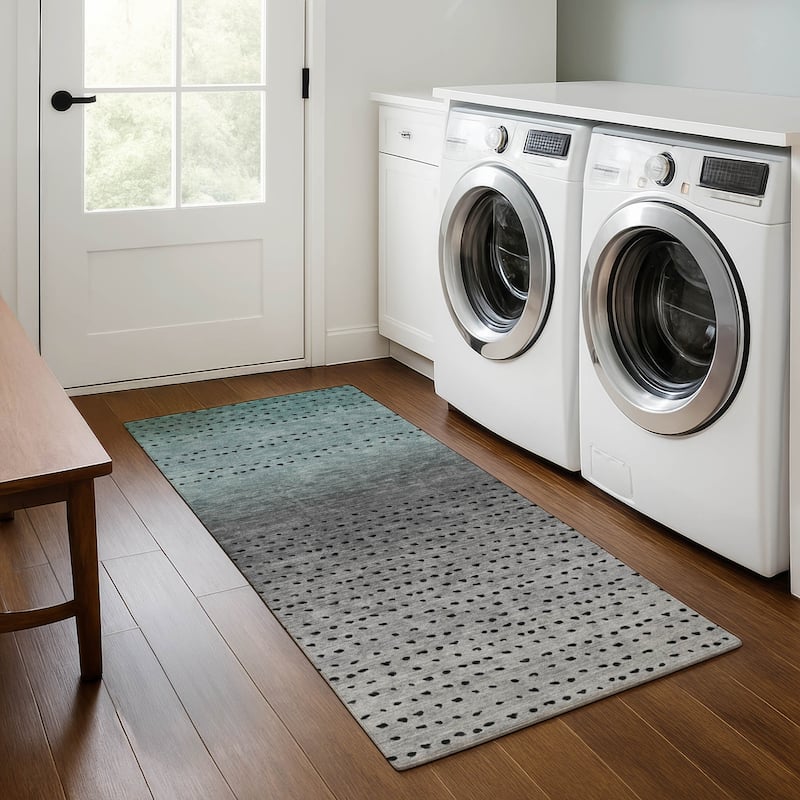 Premium Washable Super Soft Ombre Modern Mayfield Rug - Teal - 2'3" x 7'6"