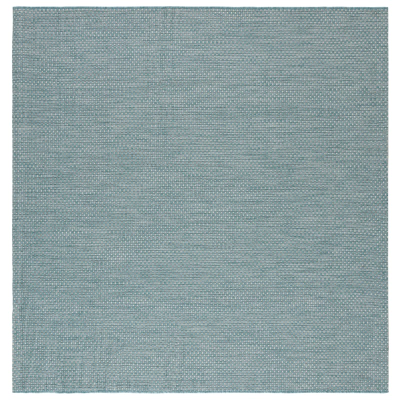 SAFAVIEH Courtyard Begajeta Indoor/Outdoor Waterproof Patio Backyard Rug. - 9' Square - Aqua/Grey