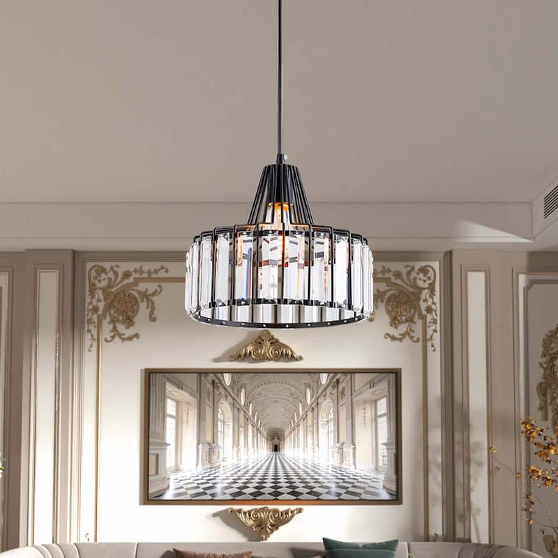 Maxax 1 - Light Single Drum Pendant with Crystal Accents - N/A