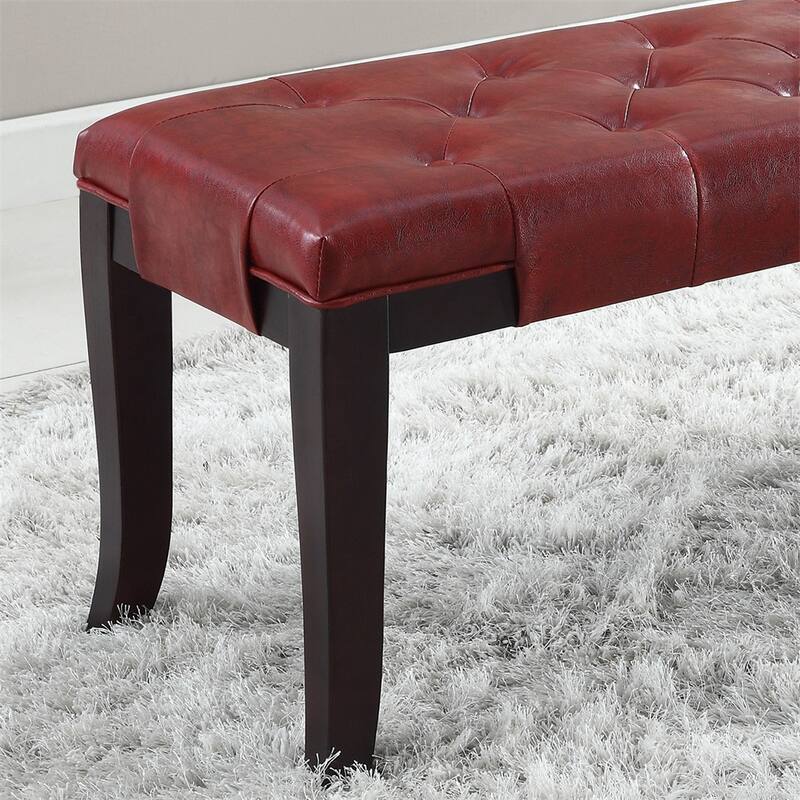 Fabric Tufted Turned Leg Dining Bench