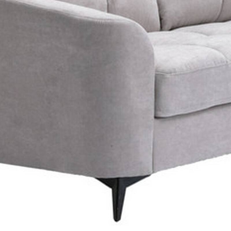Odin 2 Piece Sofa and Loveseat Set, Tufted Cushions, Light Gray Linen Upholstery