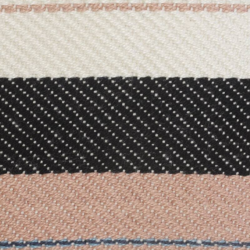 24" Blue and Pink Striped Square Outdoor Throw Pillow