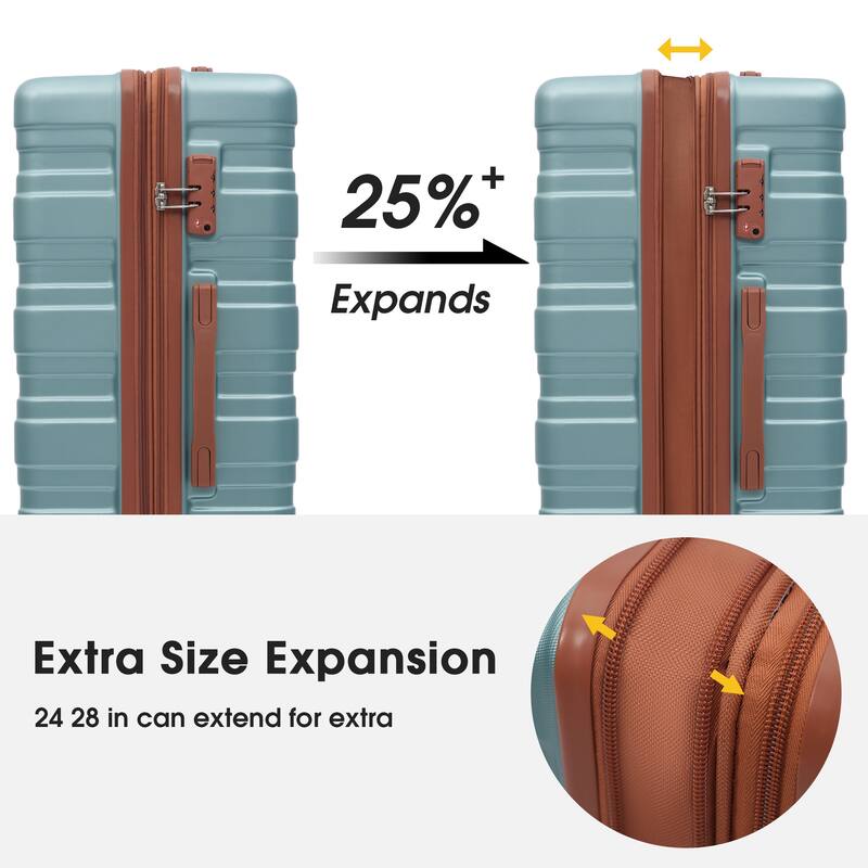 Extra Large Rolling Travel Luggage ABS Hardshell with TSA Lock,3PC Set