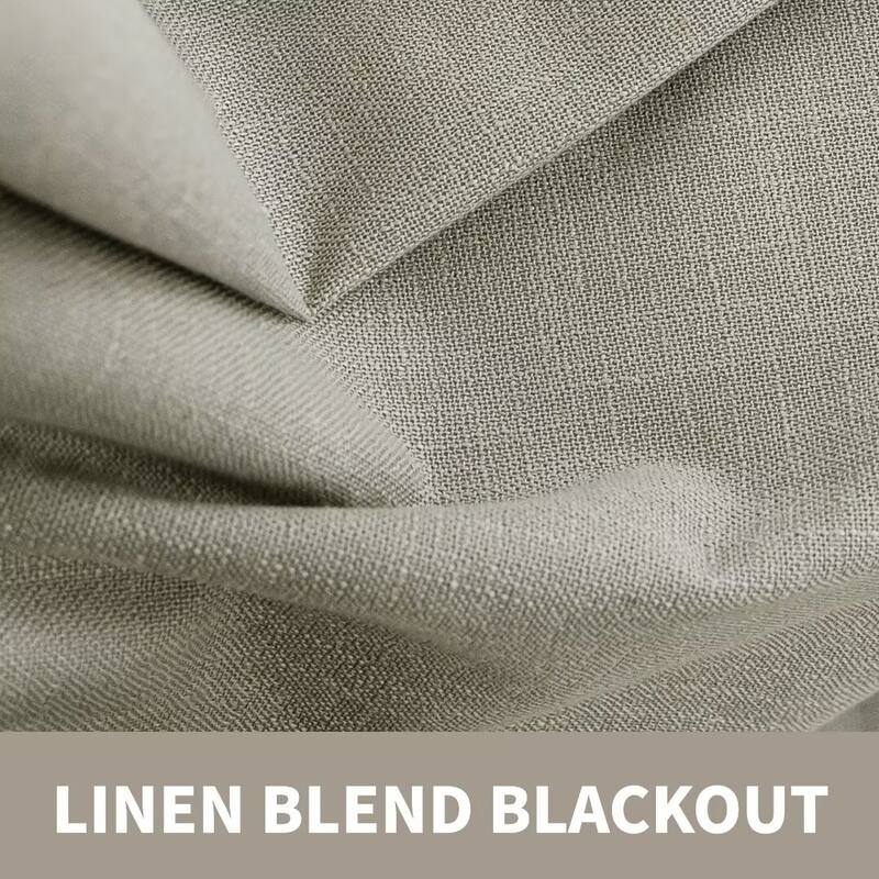 100% Blackout Linen Blend Texture Grommet Window Curtain Pair(2 panels)