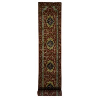 Shahbanu Rugs Brick Red, Antiqued Heriz, Hand Spun New Zealand Wool ...