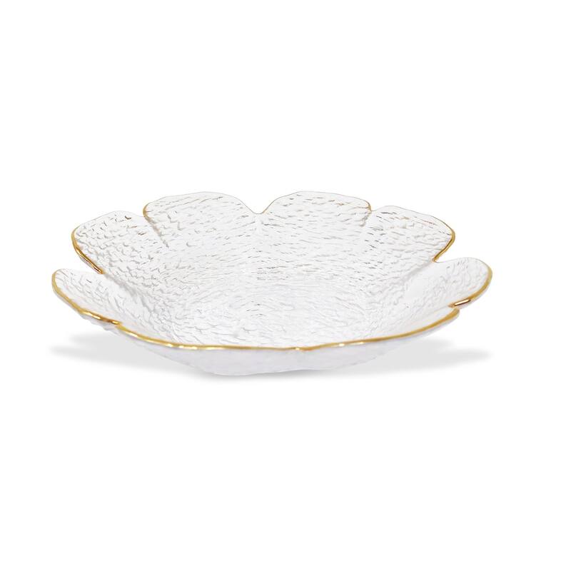 Set Of 4 Flower Shaped Plate With Gold Rim - Small