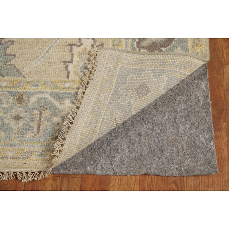 Earth Tone Oushak Style Area Rug Handmade Floral Wool Carpet - 6'2" x 9'0"