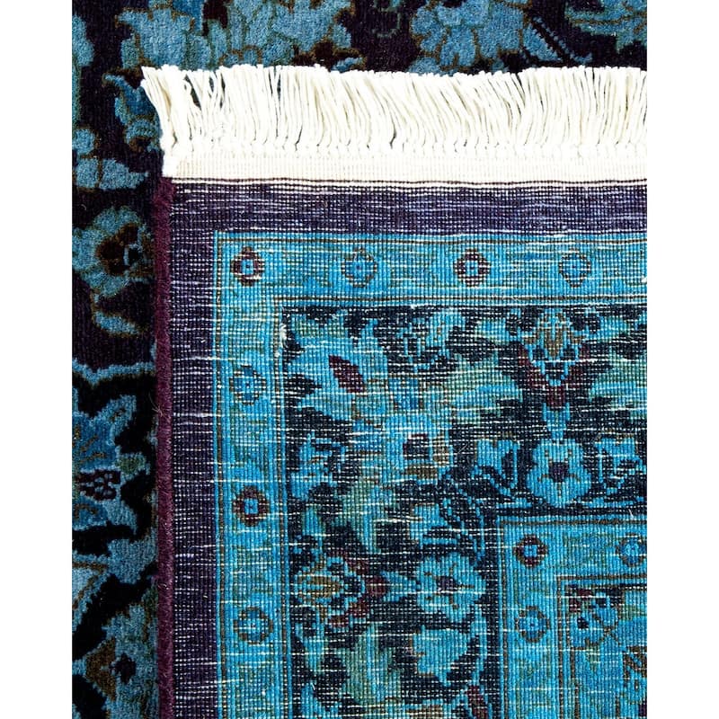 Overton Hand Knotted Wool Vintage Inspired Modern Contemporary Overdyed Blue Area Rug - 3' 3" x 5' 3"