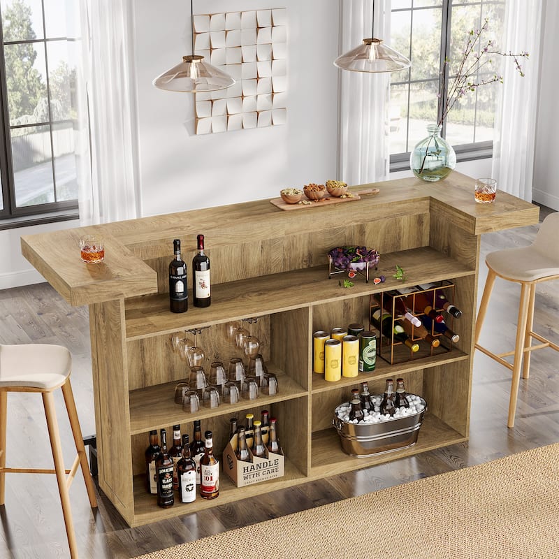 4-Tier Bar Table, 70.9-Inch Large Modern Home Bar Cabinet