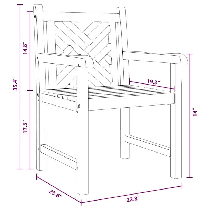 vidaXL Garden Chairs 2 pcs Brown 58 x 60 x 90 cm Solid teak wood - 58 x 60 x 90 cm