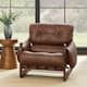 Art Leon Genuine Leather Accent Chair with Ash Wood Legs - Cognac