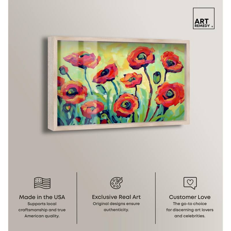 Red Poppy Field I Shadowbox by Art Remedy