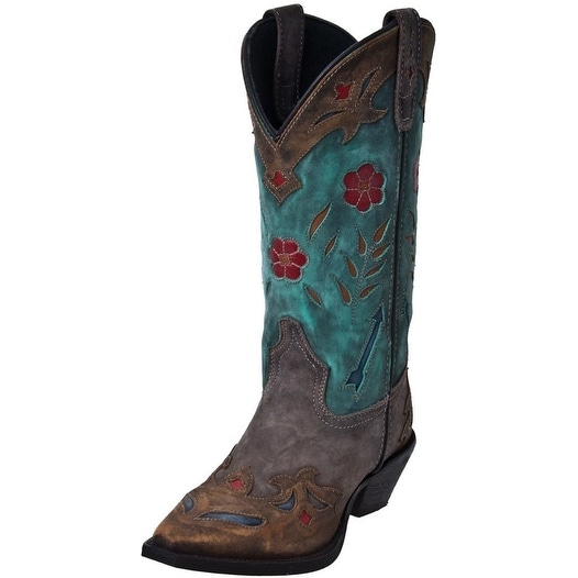 Laredo Western Boots Womens Miss Kate Arrow Snip Toe Tan Teal