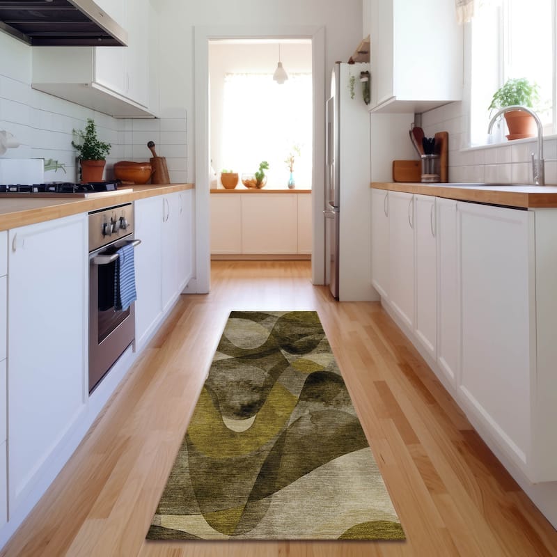 Premium Washable Super Soft Abstract Contemporary Mayfield Rug - Coffee - 2' 3" x 7' 6" - Runner