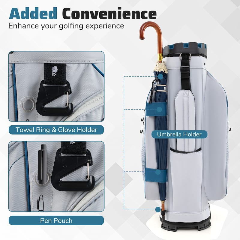 Gymax Golf Cart Bag Molded Lock Top Golf Bag w/14-Way Full Length