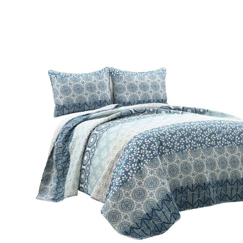The Curated Nomad La Boheme 3-piece Striped Patterned Quilt Set