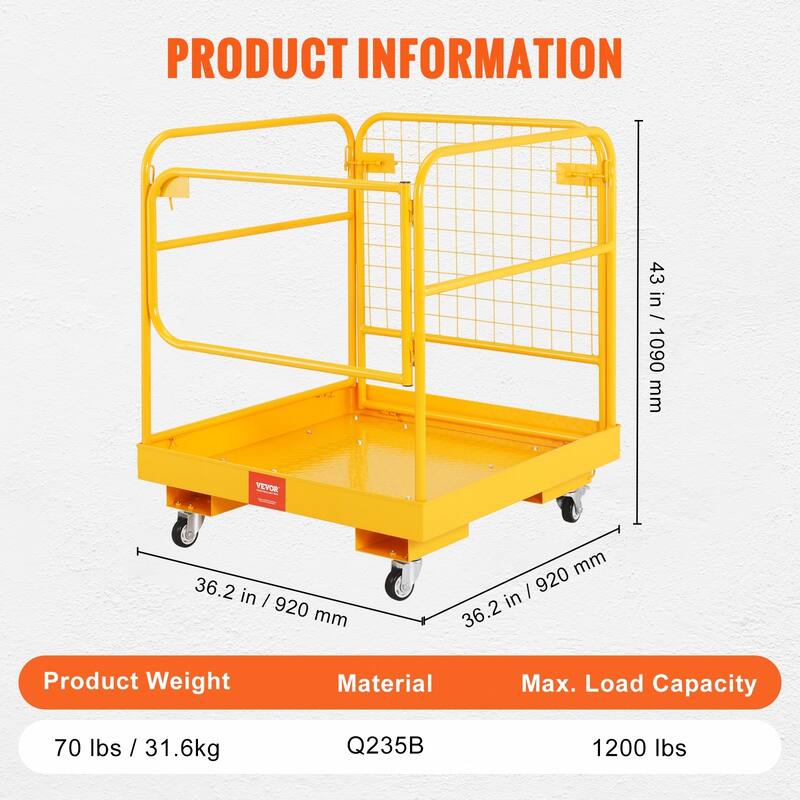 36 inches Folding Forklift Work Platform with Lockable Swivel Wheels