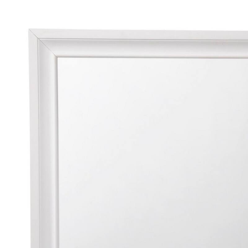 Wooden Rectangular Wall Mirror with Beveled Edges, White